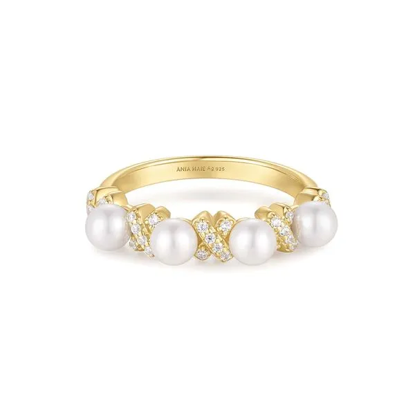 Gold Sparkling Braided Shell Pearl Ring Mees Jewelry Chillicothe, OH