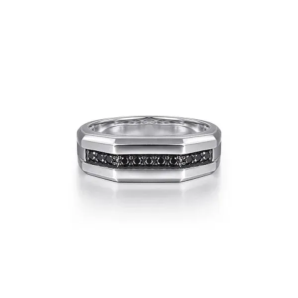 925 Sterling Silver Ring with Black Spinel Inlay in High Polished Finish Mees Jewelry Chillicothe, OH