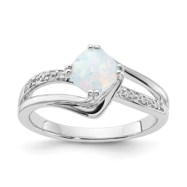 Sterling Silver Opal Ring with Diamonds Mees Jewelry Chillicothe, OH