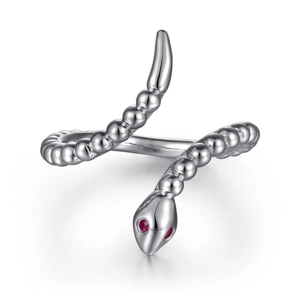 Serpentina - 925 Sterling Silver Snake Bujukan Ruby Bypass Ring Mees Jewelry Chillicothe, OH