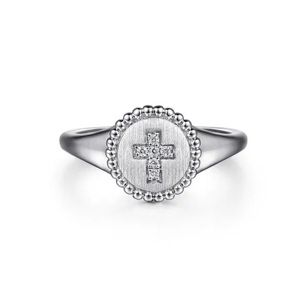 925 Sterling Silver Bujukan Signet Ring with Diamond Cross Mees Jewelry Chillicothe, OH