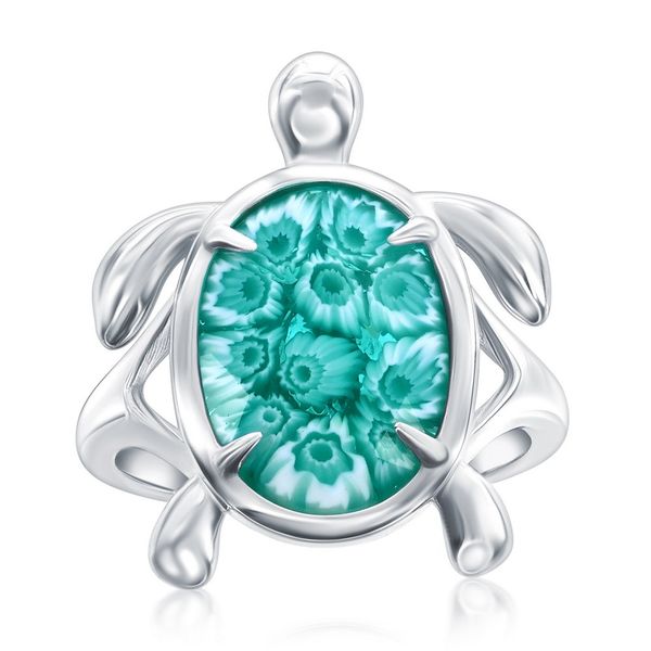 Sterling Silver, Venetian Murano Turtle Ring Mees Jewelry Chillicothe, OH