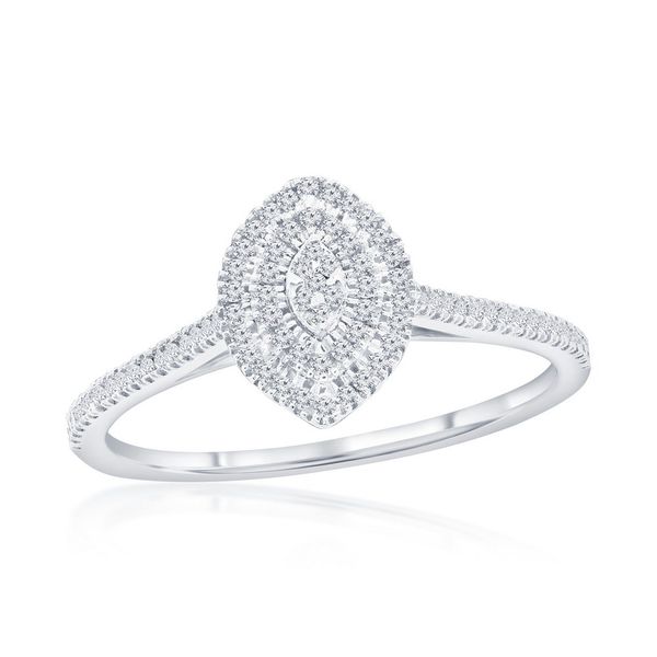 Sterling Silver Double Frame Marquise Diamond Ring Mees Jewelry Chillicothe, OH