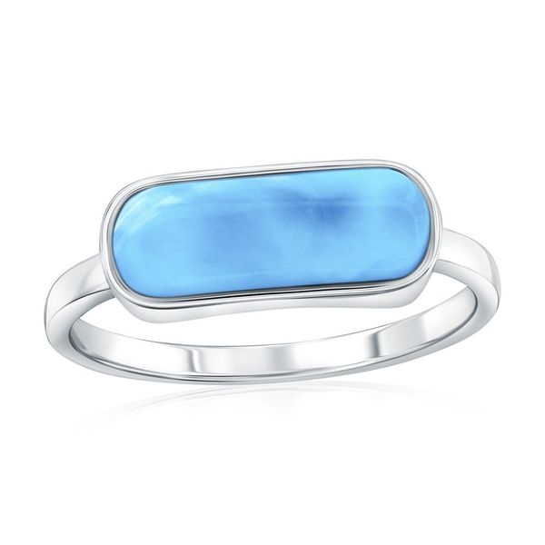 Sterling Silver, Oval Shaped Larimar Ring Mees Jewelry Chillicothe, OH