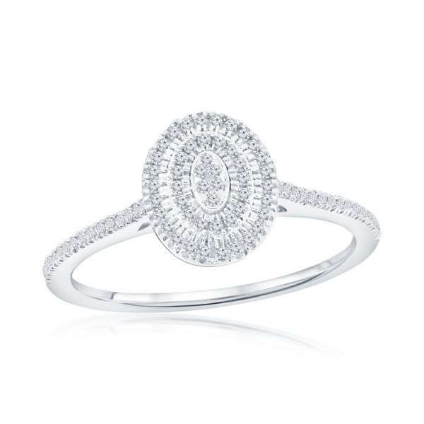 Sterling Silver Double Frame Oval Diamond Ring Mees Jewelry Chillicothe, OH
