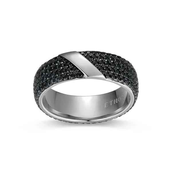 Eclipse Genuine Black Sapphire Two-Tone Eternity Band Ring in Rhodium-Plated Sterling Silver Mees Jewelry Chillicothe, OH