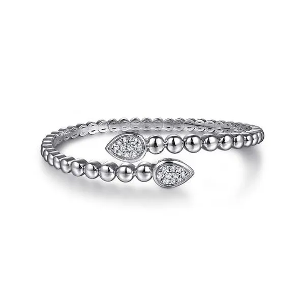 925 Sterling Silver Bujukan White Sapphire Bypass Bangle Bracelet Mees Jewelry Chillicothe, OH