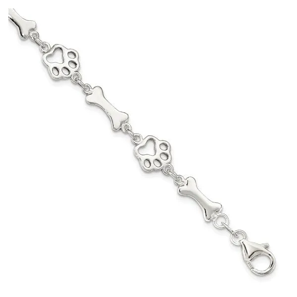 Sterling Silver Dog Bones and Paws Bracelet Mees Jewelry Chillicothe, OH