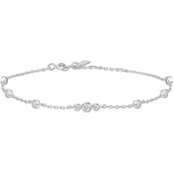 Silver Sparkling Bezel Cubic Zirconia Station Bracelet Mees Jewelry Chillicothe, OH
