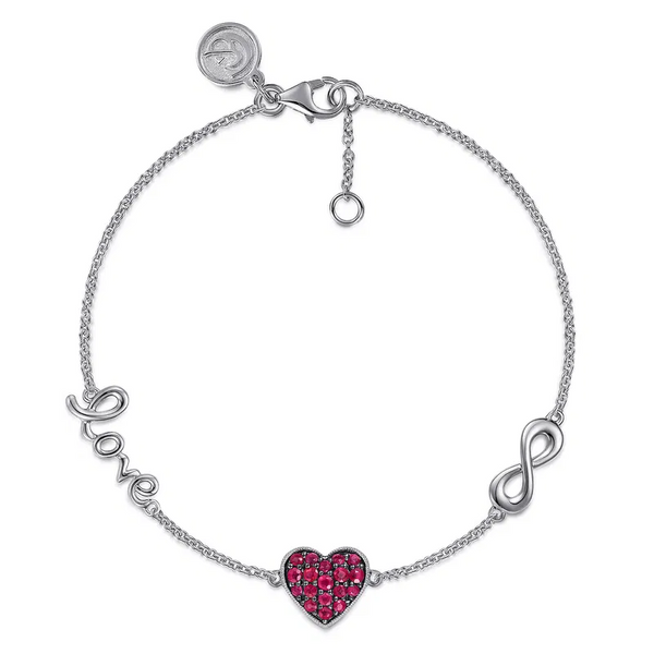 Sterling Silver Ruby Heart Love Infinity Bracelet Mees Jewelry Chillicothe, OH