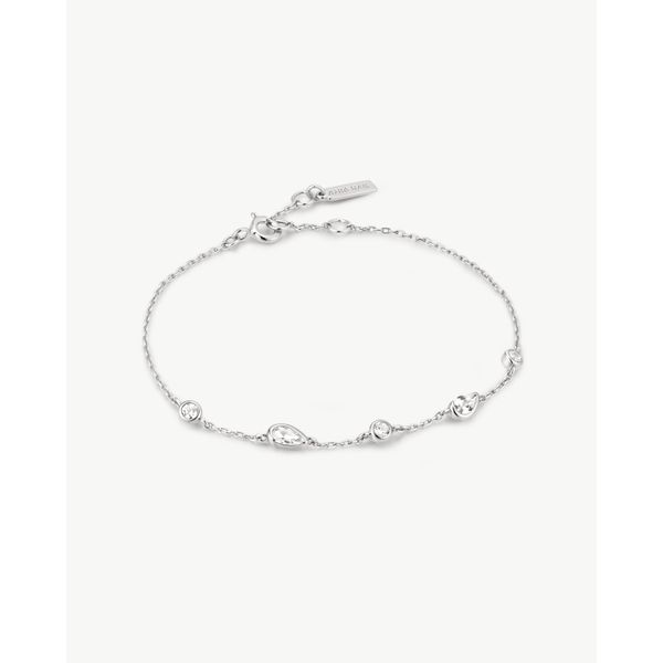 Silver Round & Teardrop Bezel Station Bracelet Mees Jewelry Chillicothe, OH