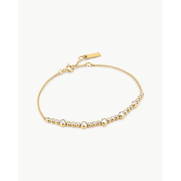 925 Sterling Silver with 14kt Gold Plating Alternating Bezel-Set Bracelet Mees Jewelry Chillicothe, OH