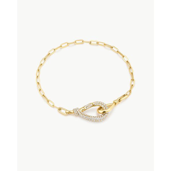 925 Sterling Silver with 14kt Gold Plating Interlocked Pavé & Polished Knot Bracelet Mees Jewelry Chillicothe, OH