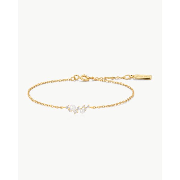 925 Sterling Silver with 14kt Gold Plating Shell Pearl Cluster Bracelet Mees Jewelry Chillicothe, OH