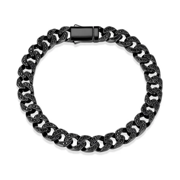 Links Genuine Black Sapphire Gunmetal-Plated Sterling Silver Bracelet Mees Jewelry Chillicothe, OH