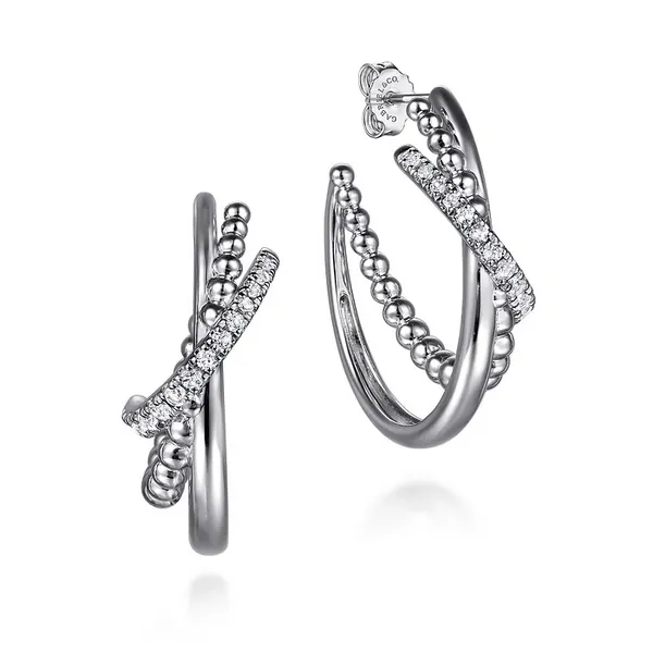 30 mm 925 Sterling Silver Bujukan and White Sapphire J Hoop Earrings Mees Jewelry Chillicothe, OH