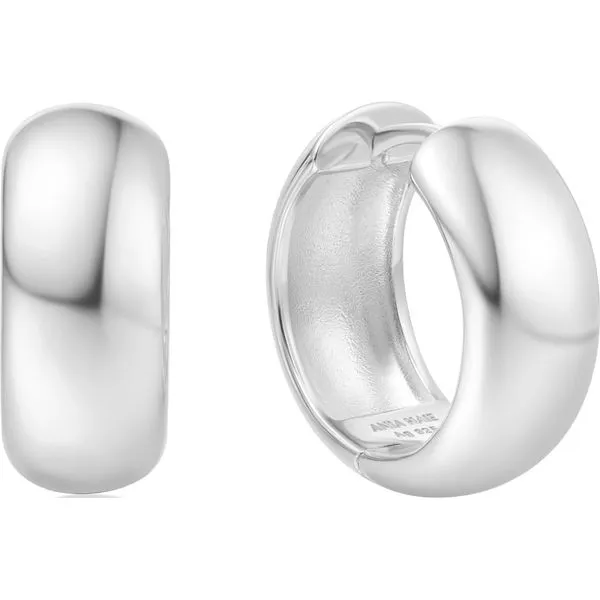 Silver Chubby Medium Huggie Hoop Earrings Mees Jewelry Chillicothe, OH