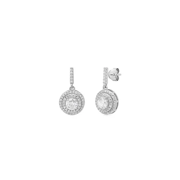 Sterling Silver Double Halo CZ Earrings Mees Jewelry Chillicothe, OH
