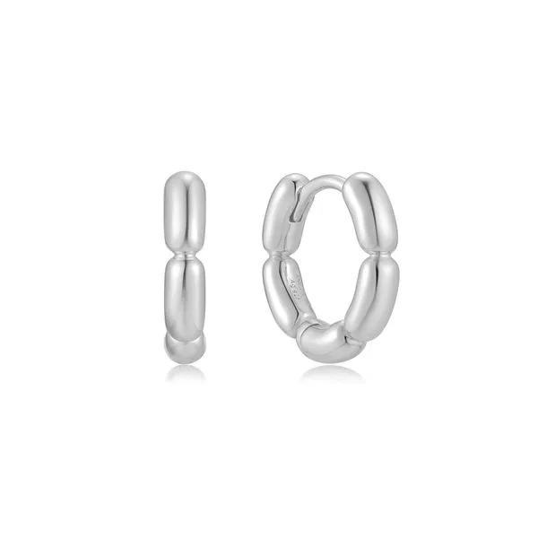 Silver Segmented Puffy Huggie Hoop Earrings Mees Jewelry Chillicothe, OH
