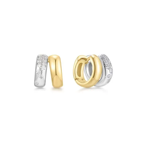 Two-Tone Sparkling Duet Mixed Huggie Hoop Earrings Mees Jewelry Chillicothe, OH
