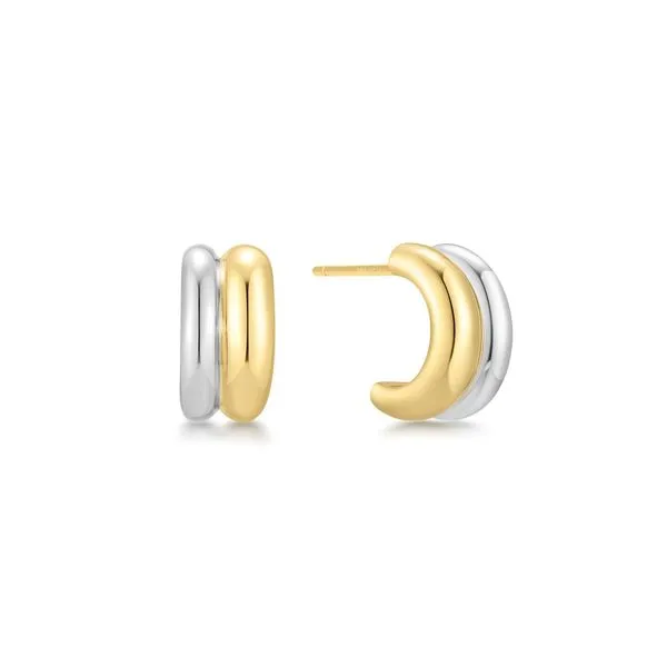 Two-Tone Duet Mixed Huggie Hoop Earrings Mees Jewelry Chillicothe, OH