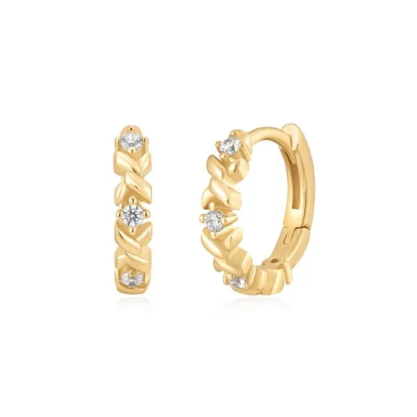 Gold Sparkle Cross Huggies Mees Jewelry Chillicothe, OH