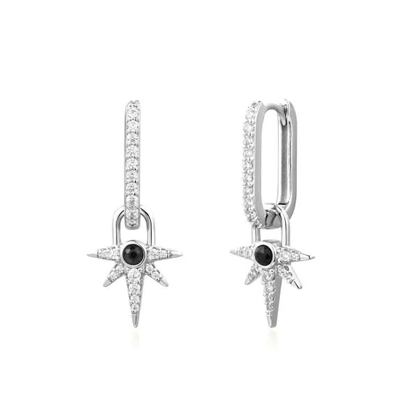 Silver Black Onyx Star Drop Huggies Mees Jewelry Chillicothe, OH