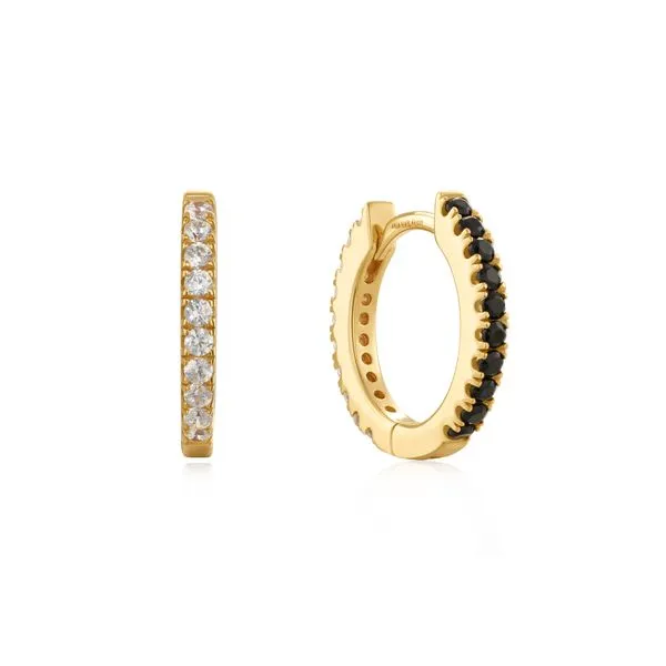 Gold Black and White Cubic Ziconia Huggies Mees Jewelry Chillicothe, OH