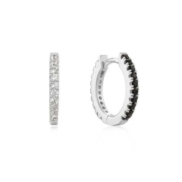 Silver Black and White Cubic Ziconia Huggies Mees Jewelry Chillicothe, OH