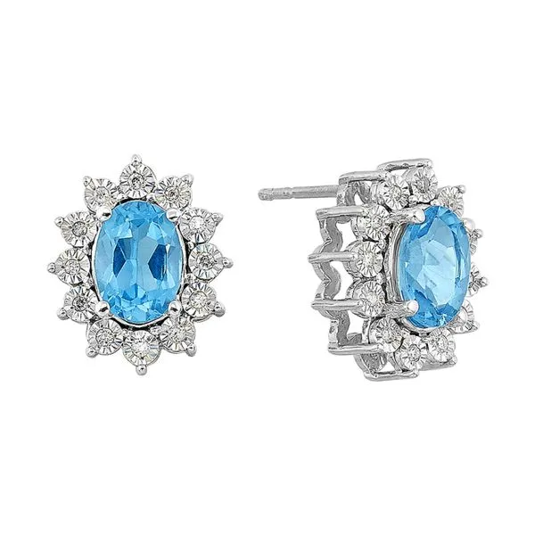 Silver Diamond 1/10Ctw & Blue Topaz 2Ctw Earring Mees Jewelry Chillicothe, OH