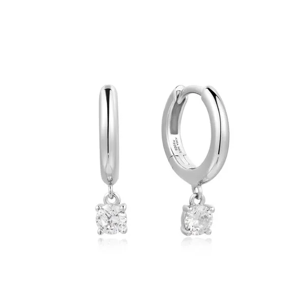 Silver Drop Solitaire Huggies Mees Jewelry Chillicothe, OH