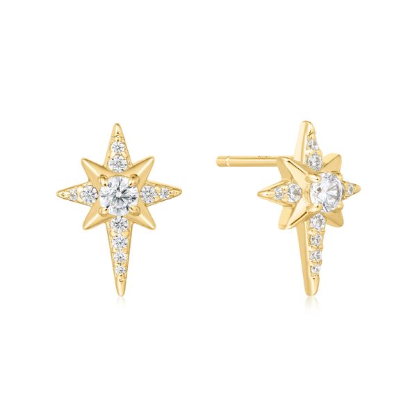 Gold Eight-Pointed Star Stud Earrings Mees Jewelry Chillicothe, OH
