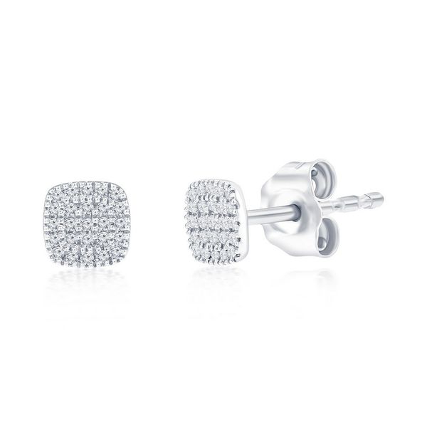 Sterling Silver Square Diamond Studs Mees Jewelry Chillicothe, OH