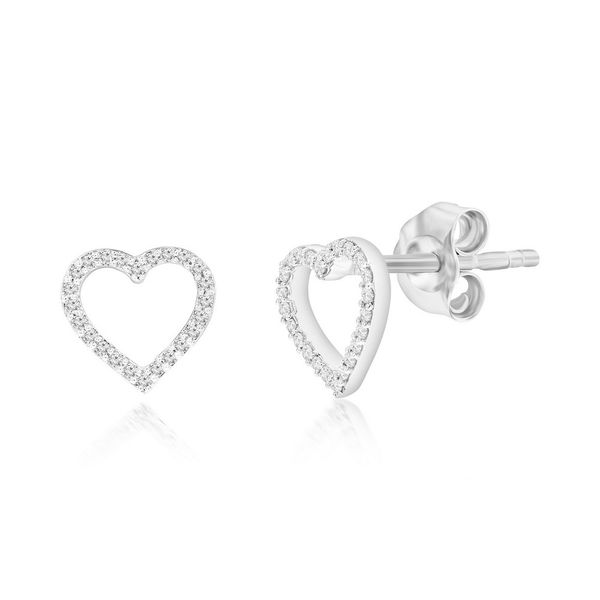 Sterling Silver Heart Diamond Studs Mees Jewelry Chillicothe, OH