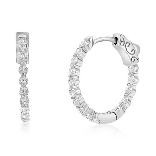 Sterling Silver, 20mm Inside-Outside Round CZ Hoop Earrings Mees Jewelry Chillicothe, OH