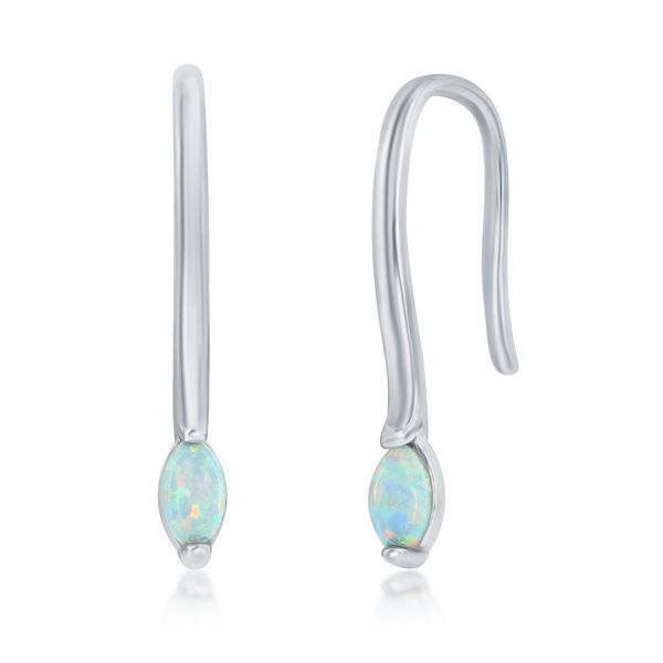 Sterling Silver, Marquise White Opal Drop Down Earrings Mees Jewelry Chillicothe, OH