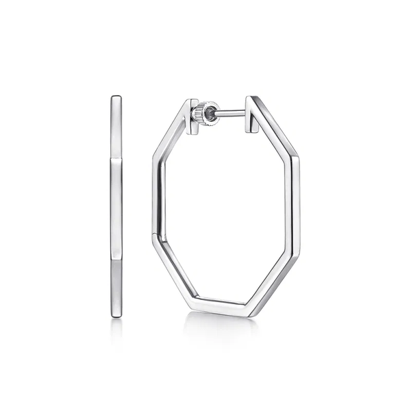 925 Sterling Silver Geometric Classic Hoop Earrings Mees Jewelry Chillicothe, OH