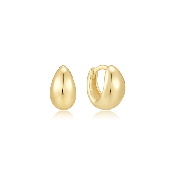 925 Sterling Silver with 14kt Gold Plating Organic Dome Pebble Huggie Hoop Earrings Mees Jewelry Chillicothe, OH
