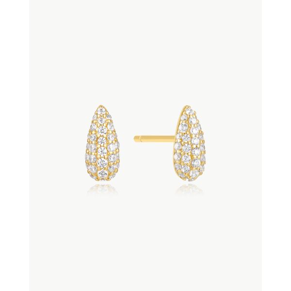 925 Sterling Silver with 14kt Gold Plating Pavé Dome Stud Earrings Mees Jewelry Chillicothe, OH