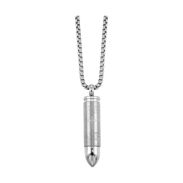 Lord's Prayer engraved Stainless Steel Bullet Pendant