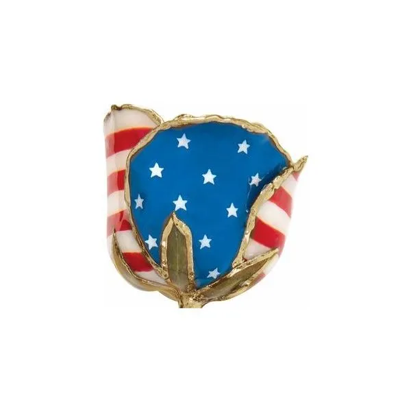 Lacquered Patriotic Rose with 24k Gold Trim Image 2 Mees Jewelry Chillicothe, OH