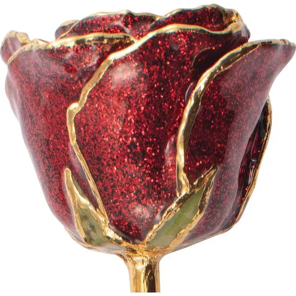 Lacquered Sparkle Ruby Rose with Gold Trim Image 2 Mees Jewelry Chillicothe, OH