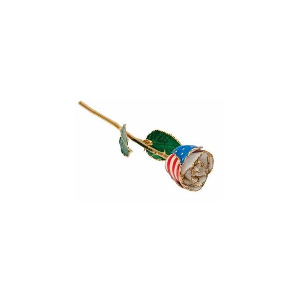 Lacquered Patriotic Rose with 24k Gold Trim Mees Jewelry Chillicothe, OH