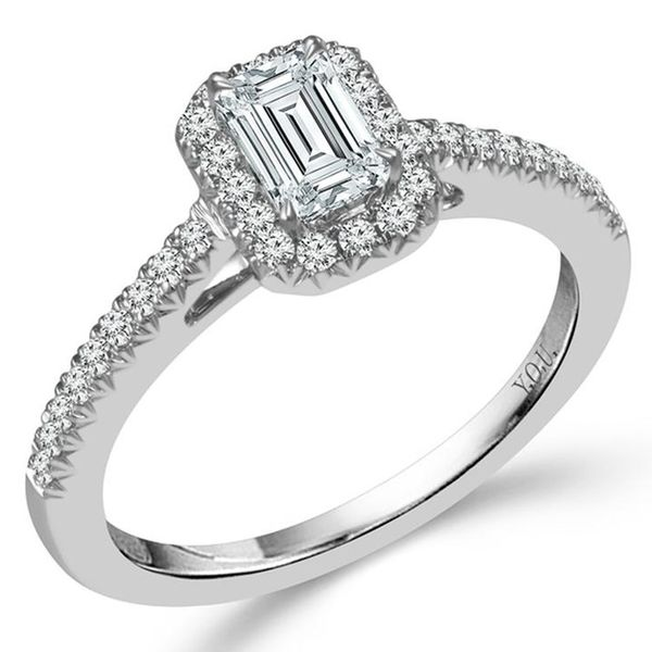 Emerald Halo Diamond Engagement Ring Meigs Jewelry Tahlequah, OK