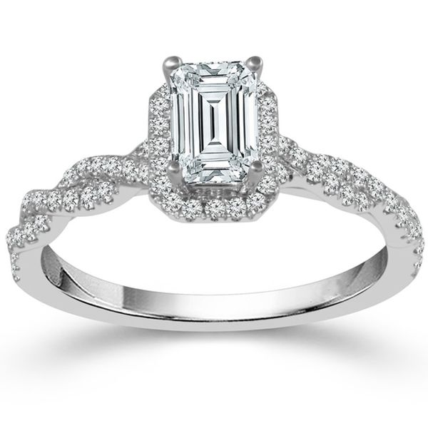 Emerald Cut Halo Diamond Engagement Ring Meigs Jewelry Tahlequah, OK