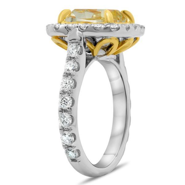 Cushion Fancy Yellow Diamond Halo Engagement Ring Image 2 Meigs Jewelry Tahlequah, OK