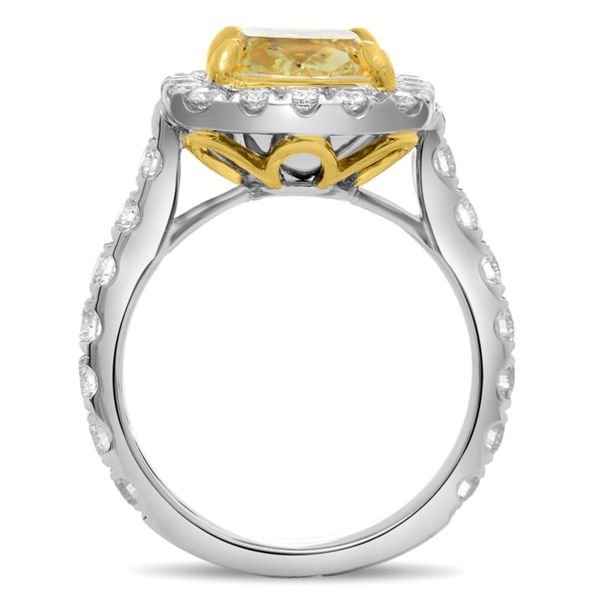 Cushion Fancy Yellow Diamond Halo Engagement Ring Image 3 Meigs Jewelry Tahlequah, OK