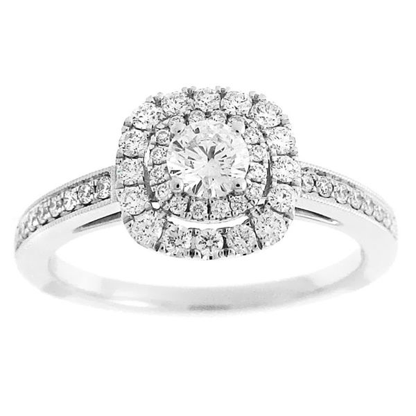 Round Double Halo Engagement Ring Meigs Jewelry Tahlequah, OK