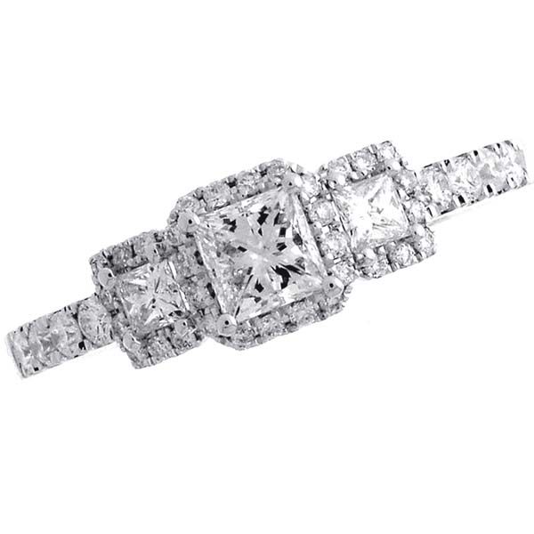 Princess Three Stone Diamond Engagement Ring Meigs Jewelry Tahlequah, OK