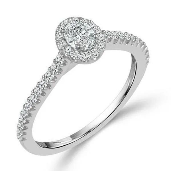 Oval Diamond Halo Engagement Ring Meigs Jewelry Tahlequah, OK